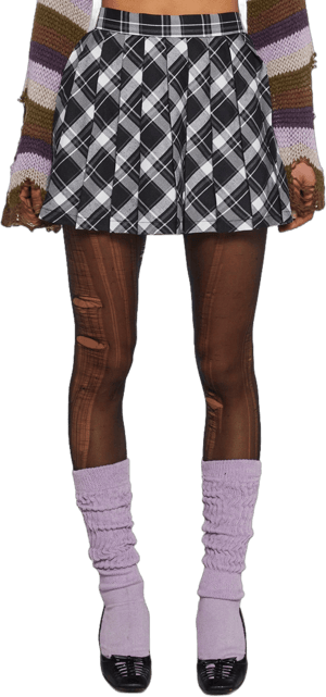 Delia*S by Dolls Kill Rad Omens Pleated Plaid Mini Skirt