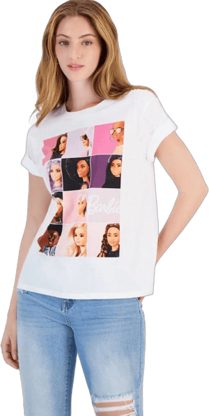 Love Tribe Juniors' Barbie Grid Cotton T-Shirt