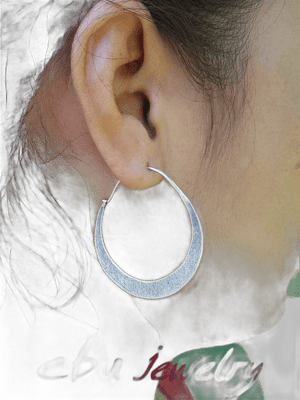 Earthy Thin Silver Textured Hoop Earrings