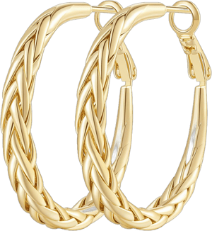 14K Gold Intricate Weave Hoop Earrings