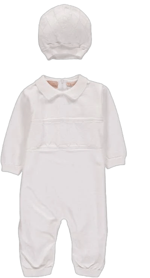 Elegant Christening Romper & Hat Set