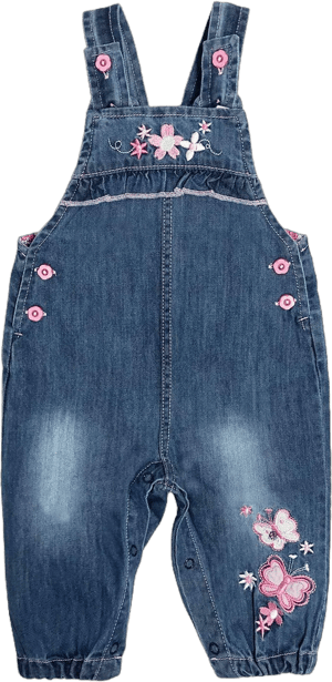 Peacolate 3months-3Years Baby Girls Denim Overalls Embroidery Bib Pants Jeans Jumpsuit