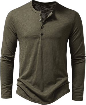 Men's Henley Neck Long Sleeve Buttons T-Shirt