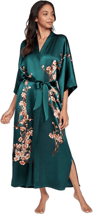 KIM+ONO Silk Handpainted Cherry Blossom Kimono Robe