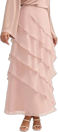 Tasnima Tiered Chiffon Maxi Skirt - Jasmine Pink L