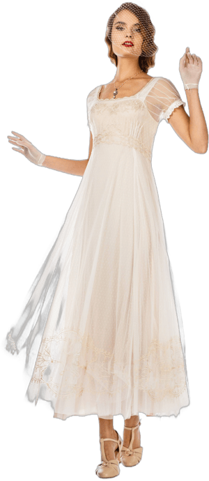 Nataya 40823 Vintage Garden Party Gown in Ivory