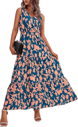 Women's Casual Sleeveless Floral Maxi Dress