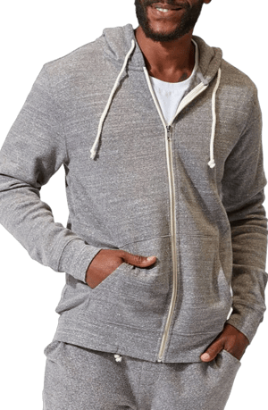 Threads 4 Thought Men's Trim Fit Heathered Fleece Zip Hoodie