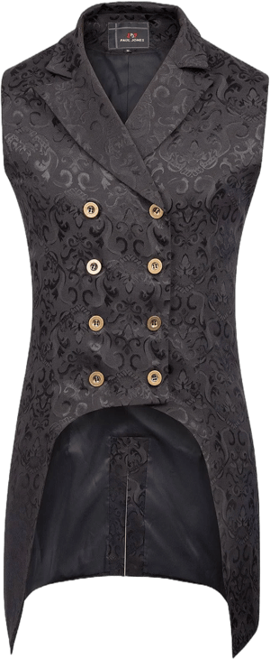 Paul Jones Men's Gothic Steampunk Double Breasted Brocade Waistcoat