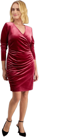 INC International Concepts Women's Petites Velvet Wrap Mini Dress