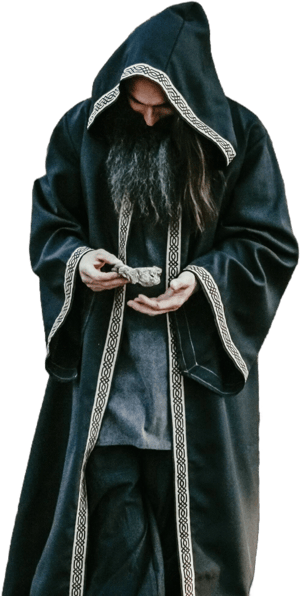 Celtic Jacquard Trim Robe with Hood and Sleeves