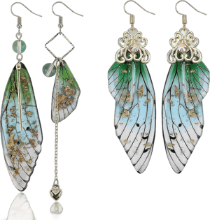 Morakot ButterflyWingEarrings1Pair14KGoldFoilFairyWingEarrings&1PairFairycoreAsymmetricalEarringsforWomenDropDangleEarrings