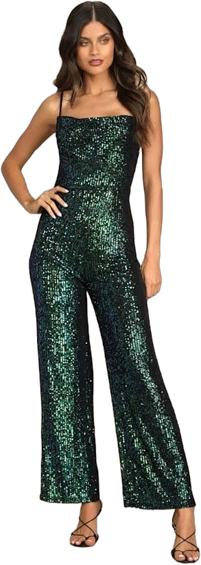 Lulus Iridescent Sequin Wide-Leg Jumpsuit