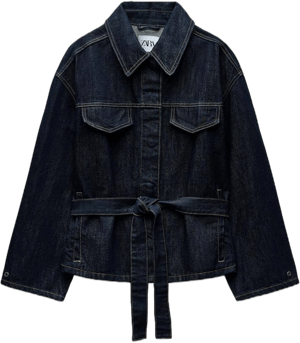 Zara Women's Belted TRF Denim Jacket