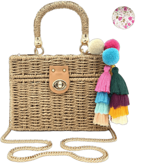 Vintage Chic Handwoven Rattan Crossbody Tote Bag