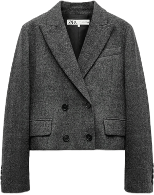 Zara Women's Wool Blend Herringbone Blazer