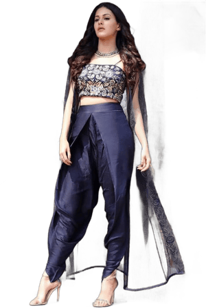 Embroidered Silk Dhoti Style Pants