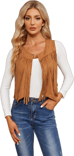 Vintage Faux Suede Open-Front Vest