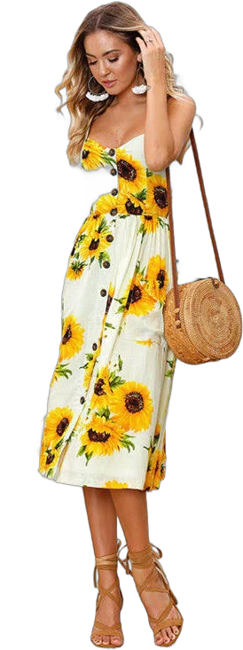 Beetsweeti Sunflower Fit&Flare Midi Dress