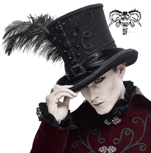 Gothic Gentleman Feather Spiked Woolen Top Hat