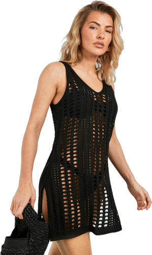 Boohoo Crochet Cover-Up Beach Dress