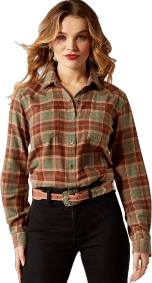 Ariat Women's Billie Jean Oakwood Plaid Long Sleeve Shirt