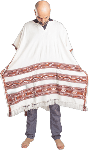 Ethnic Tribal Vegan Wool Poncho Cape with Fringes