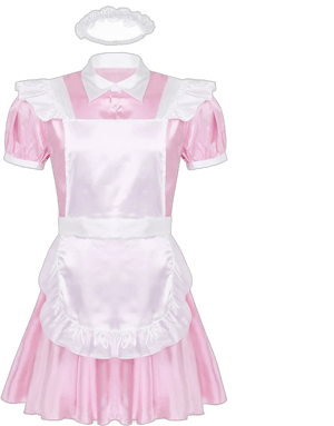 Sissy Maid Puff Sleeve Frilly Satin Dress Set