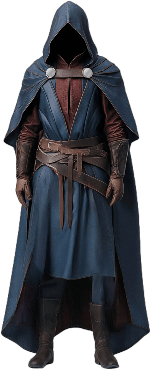 Medieval Fantasy Leather Wizard Hooded Cloak with Vest