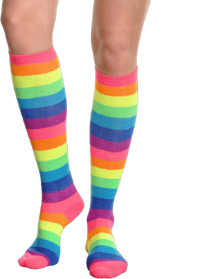 Angelina Girls' Neon Rainbow Striped Knee-High Socks