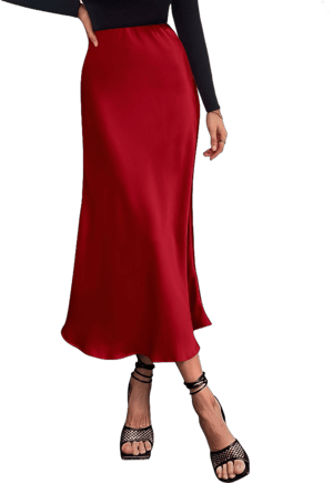 Women's Elegant Long Satin Skirt