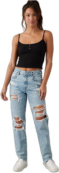 Ae Strigid Ripped Mom Jeans