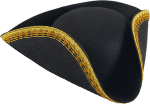 Spooktacular Creations Colonial Tricorn Pirate Hat with Gold Trimming