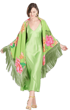 Natori Women's Hanabi Fringe Silk Shawl