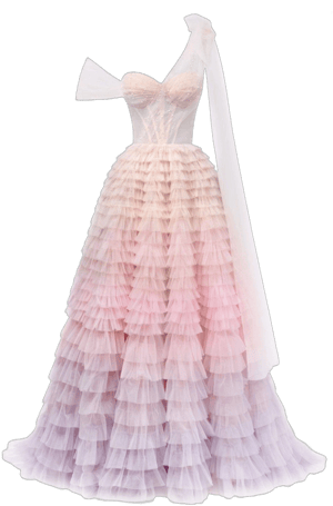 Milla Women's Charming Ball Gown With The Frill-Layered Ombre maxi skirt