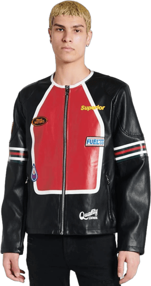 Jimmy Jazz Men's Leather Motorcycle Jacket