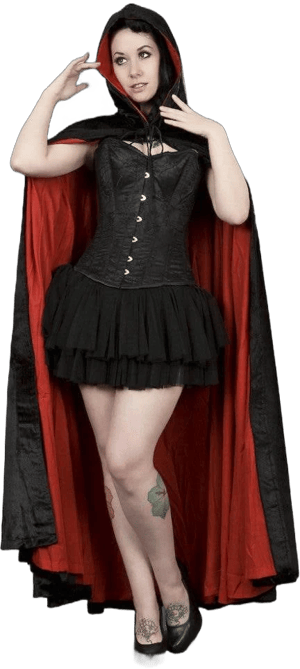 Gothic Velvet Cape with Crimson Satin Lining