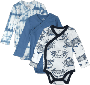 HonestBaby Baby Long Sleeve Side-Snap Organic Cotton Kimono Bodysuits