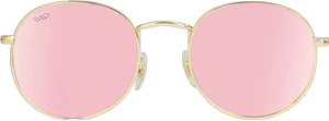 Nevada Round Polarized Sunglasses for Men and Women - Pro Gold Frame/Pink Lens