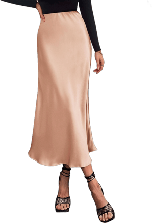 Women's Elegant Long Satin Skirt