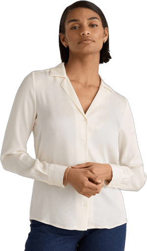 Quince Women's Washable Stretch Notch Collar Blouse