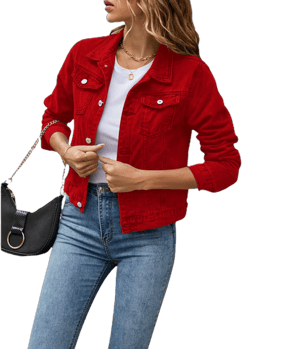 Women's Cropped Long Sleeve Denim Jacket