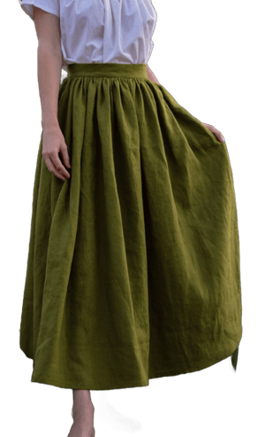 Women's linen skirt gathered linen skirt long skirt