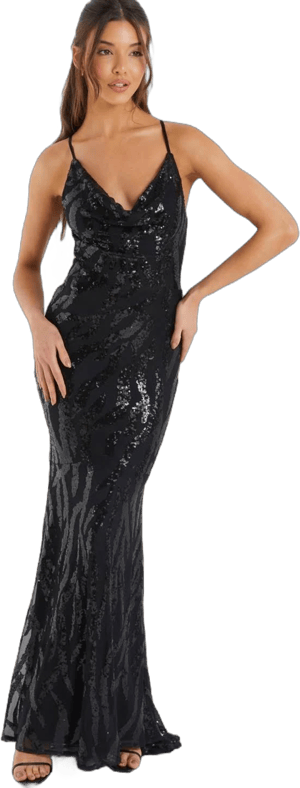 Quiz Women's Sequin Cross Back Evening Dress