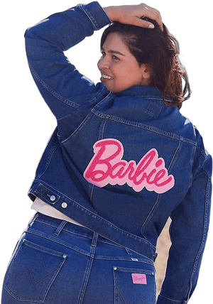 Wrangler Women's Barbie Logo Zip Front Denim Jacket