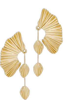 Women's Leaf Fan Shape Flower Earrings