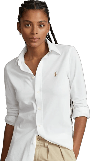 Ralph Lauren Women's Slim Fit Knit Cotton Oxford Shirt