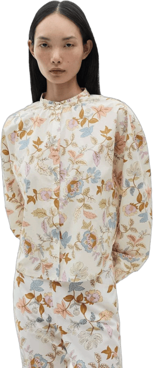 MANGO Women's Floral-Print Cotton Button-Up Shirt