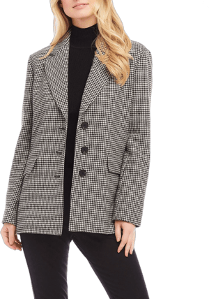 Karen Kane Women's Houndstooth Notch Lapel Neck Long Sleeve Blazer