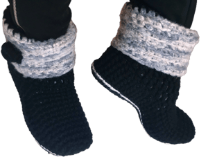 Crochet Slipper Boots with Eco Leather Soles